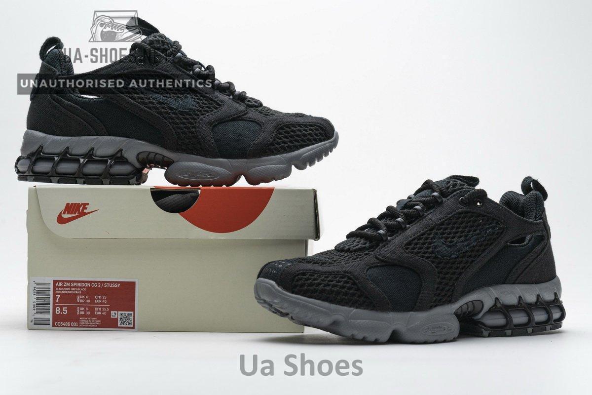CQ5486-001 Stussy x Nike Air Zoom Spiridon Cage 2 Black Cool Grey - Image 3