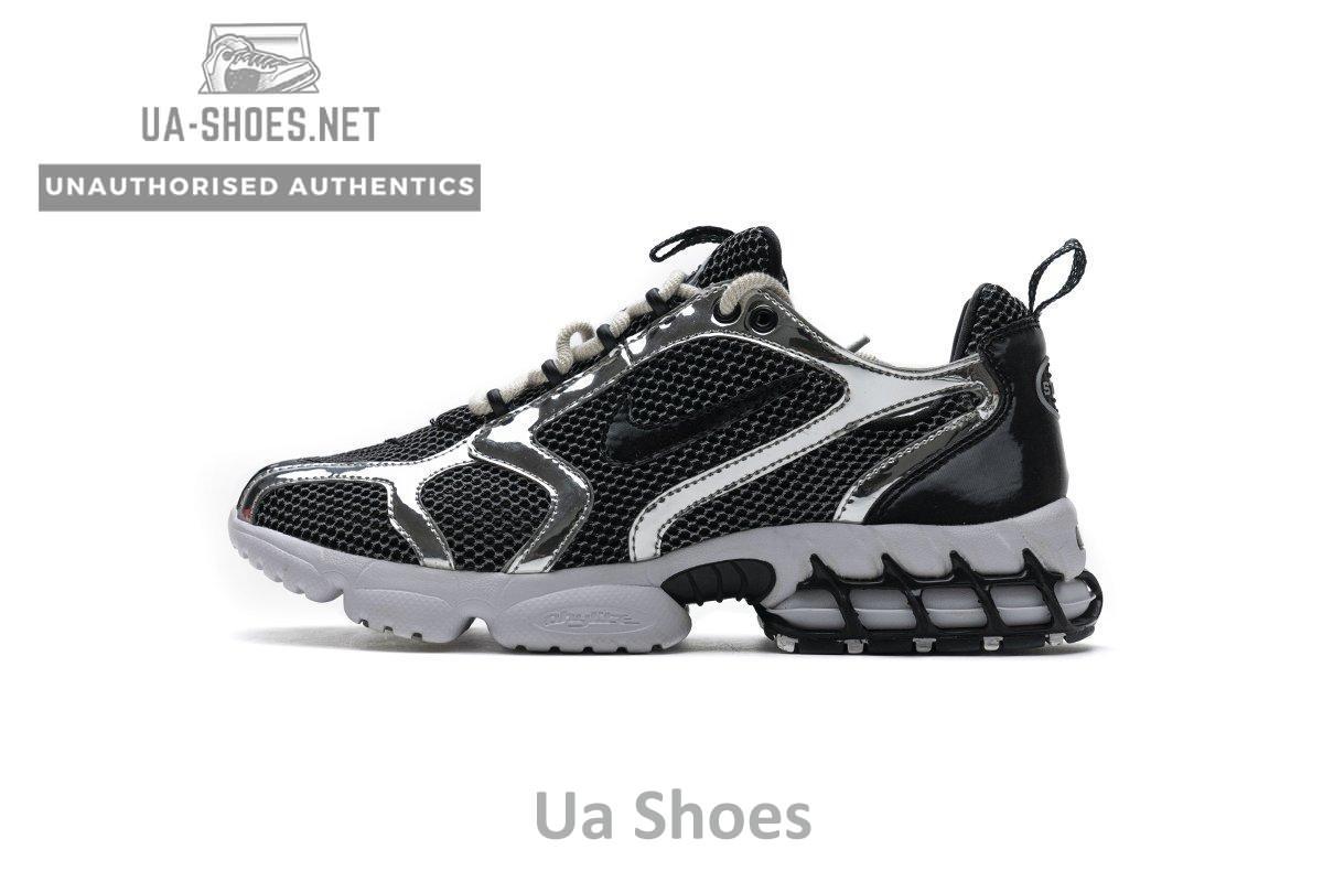 CU1854-001 Stussy x Nike Air Zoom Spiridon Cage 2 Black Silver - Image 6
