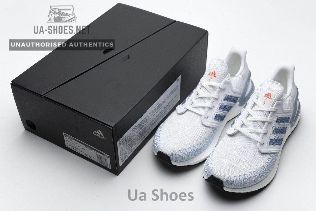 FY3454 adidas Ultra BOOST 20 White Light Blue - Image 2