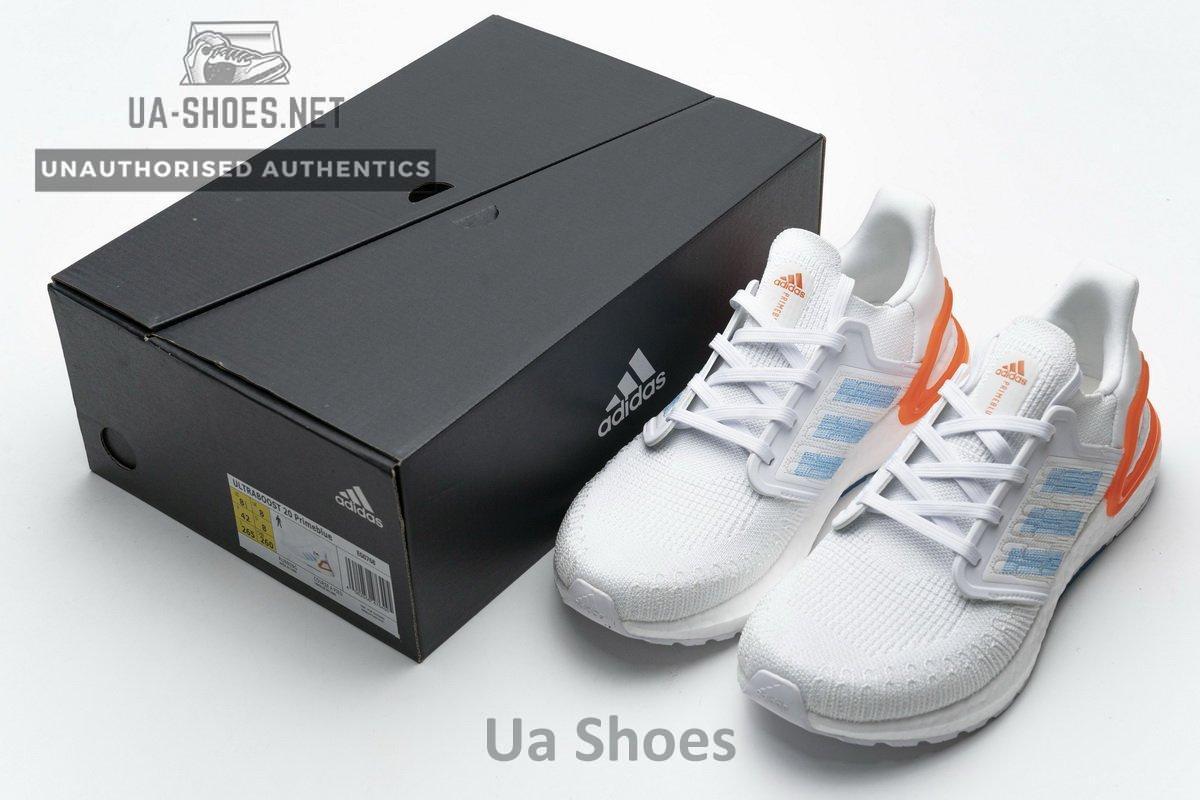 EG0768 adidas Ultra BOOST 20 Primeblue White Blue Orange - Image 3