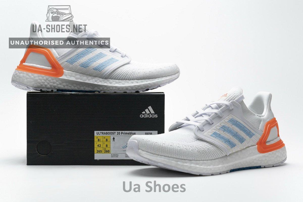 EG0768 adidas Ultra BOOST 20 Primeblue White Blue Orange - Image 2