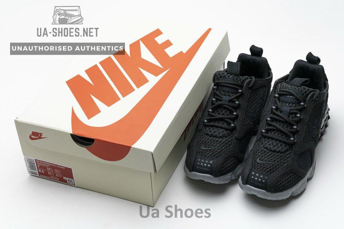 CQ5486-001 Stussy x Nike Air Zoom Spiridon Cage 2 Black Cool Grey - Image 2