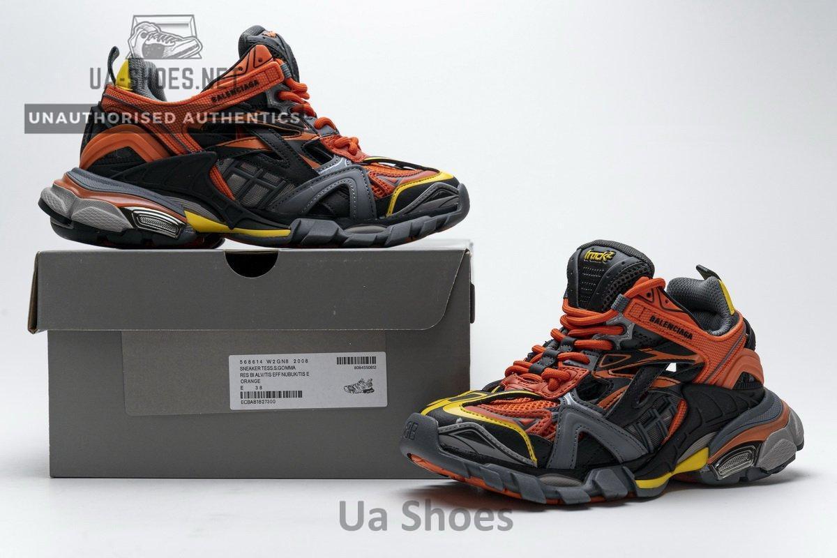 568614 W2GN8 2008 Blenciaga Track 2 Sneaker Black Orange - Image 2
