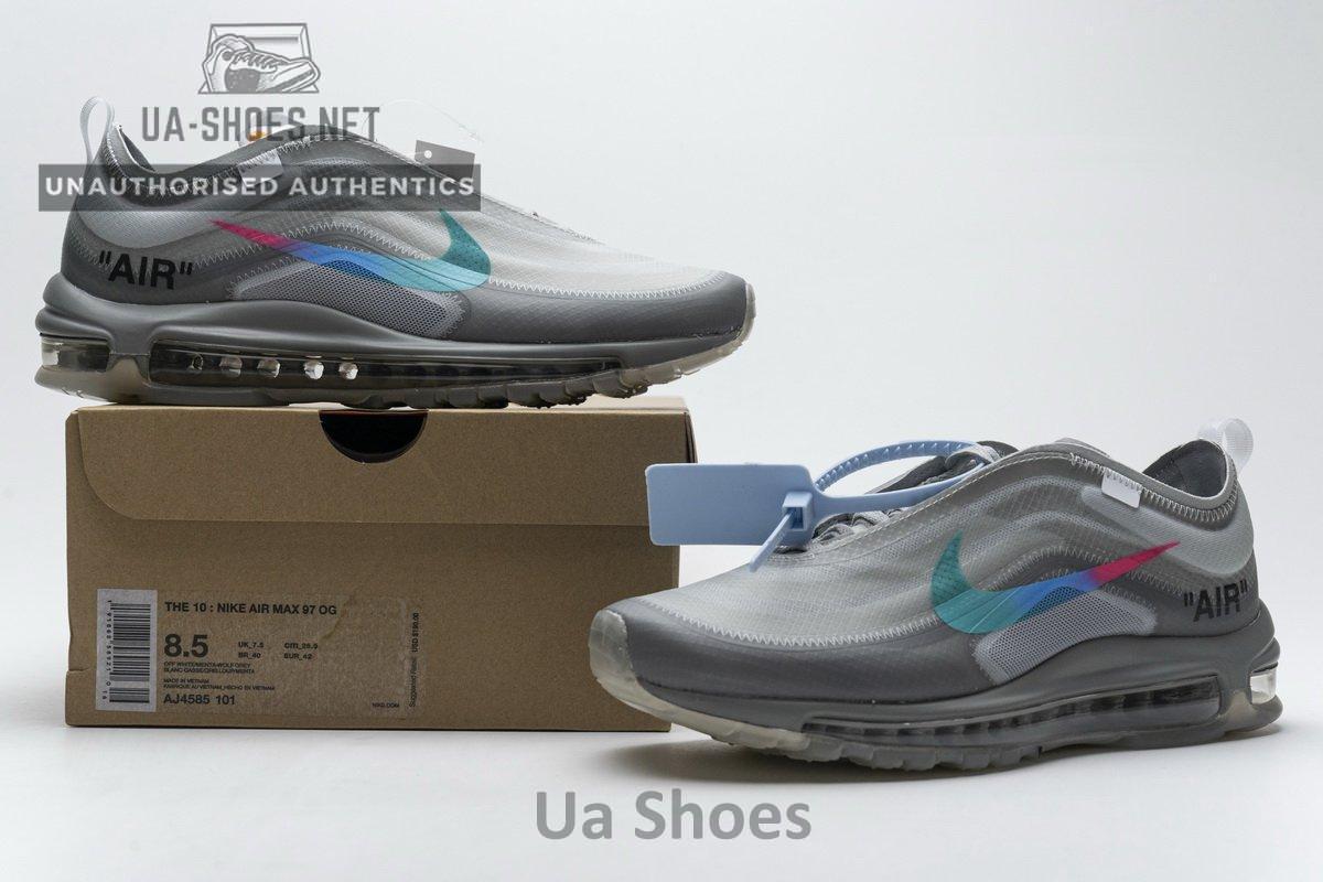 AJ4585-101 Off-White x Nike Air Max 97 Wlolf Grey Menta - Image 2