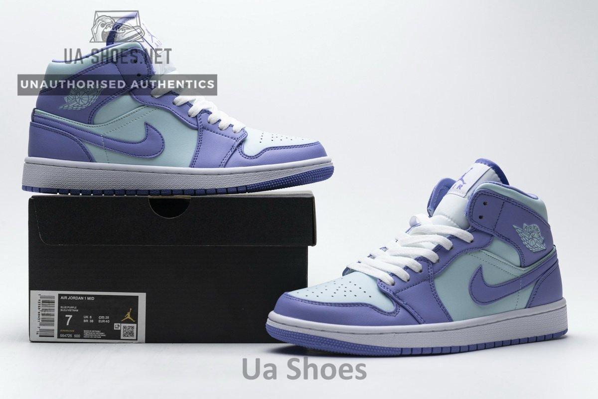 554725-500 Air Jordan 1 Mid Purple Aqua Blue - Image 2