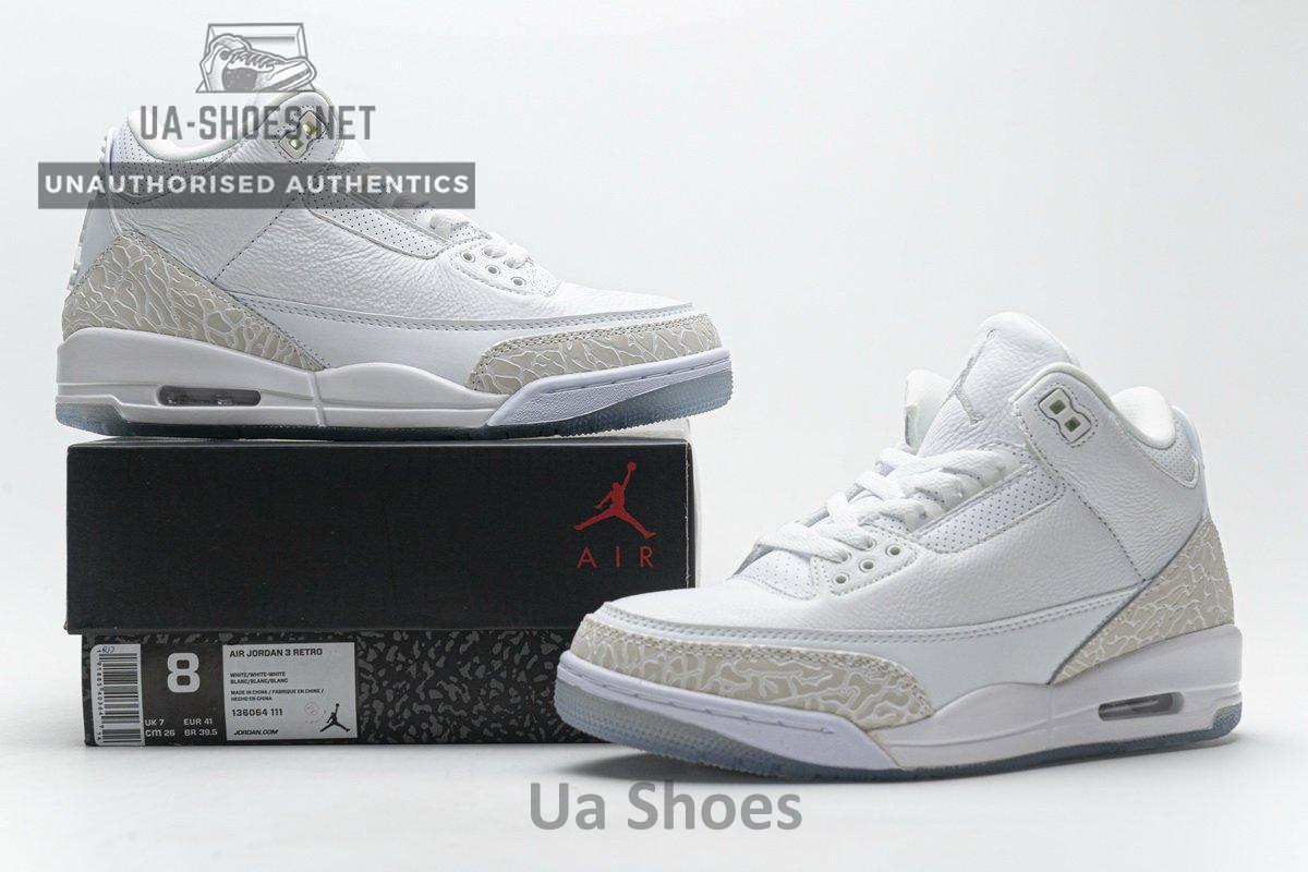 136064-111 Air Jordan 3 Retro Pure White - Image 2