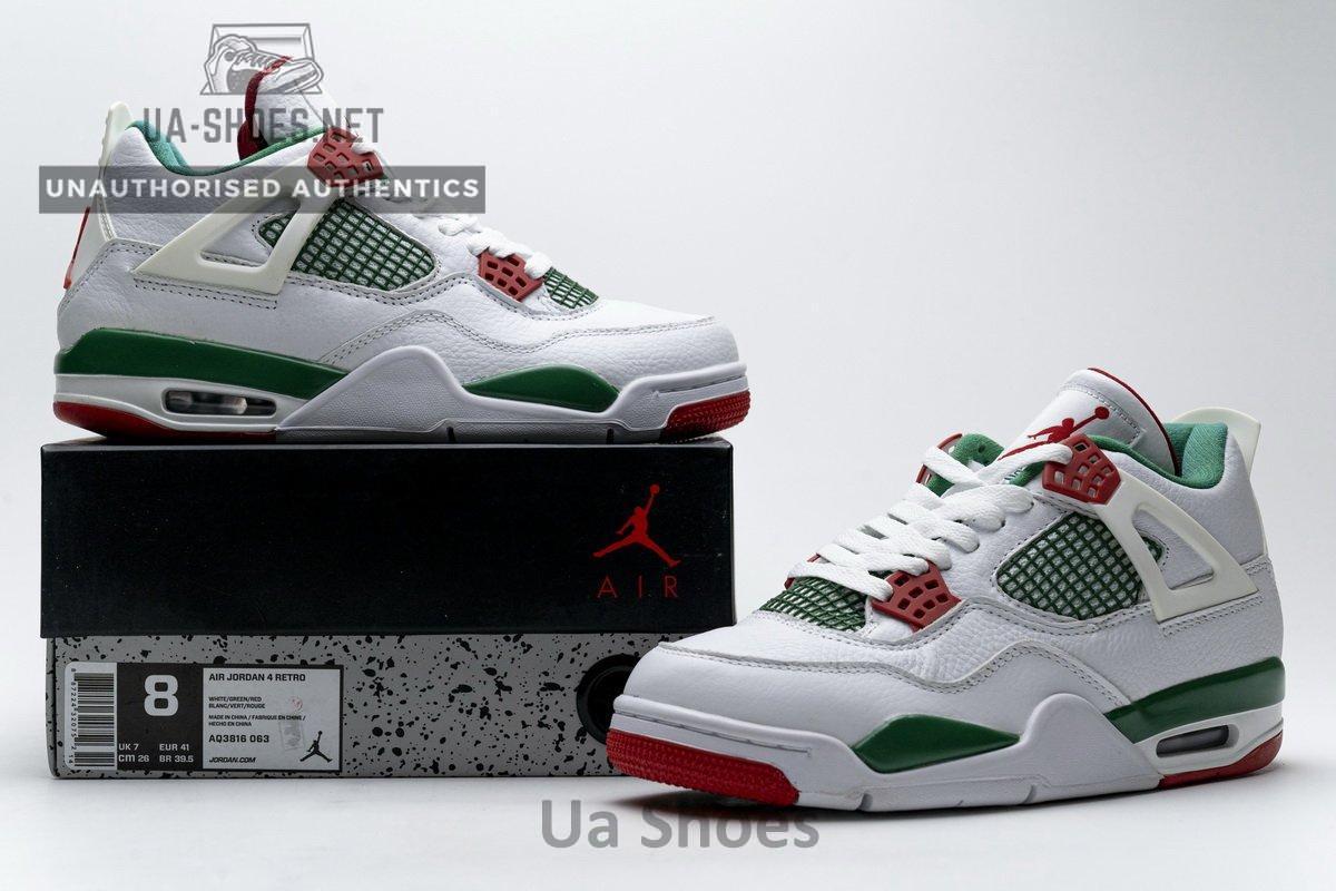 AQ3816-063 Air Jordan 4 Retro White Green Red - Image 2
