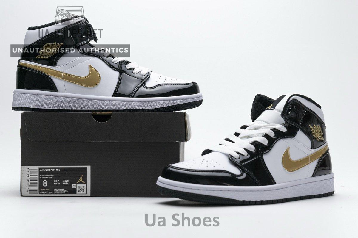 852542-007 Air Jordan 1 Mid Gold Patent Leather - Image 2