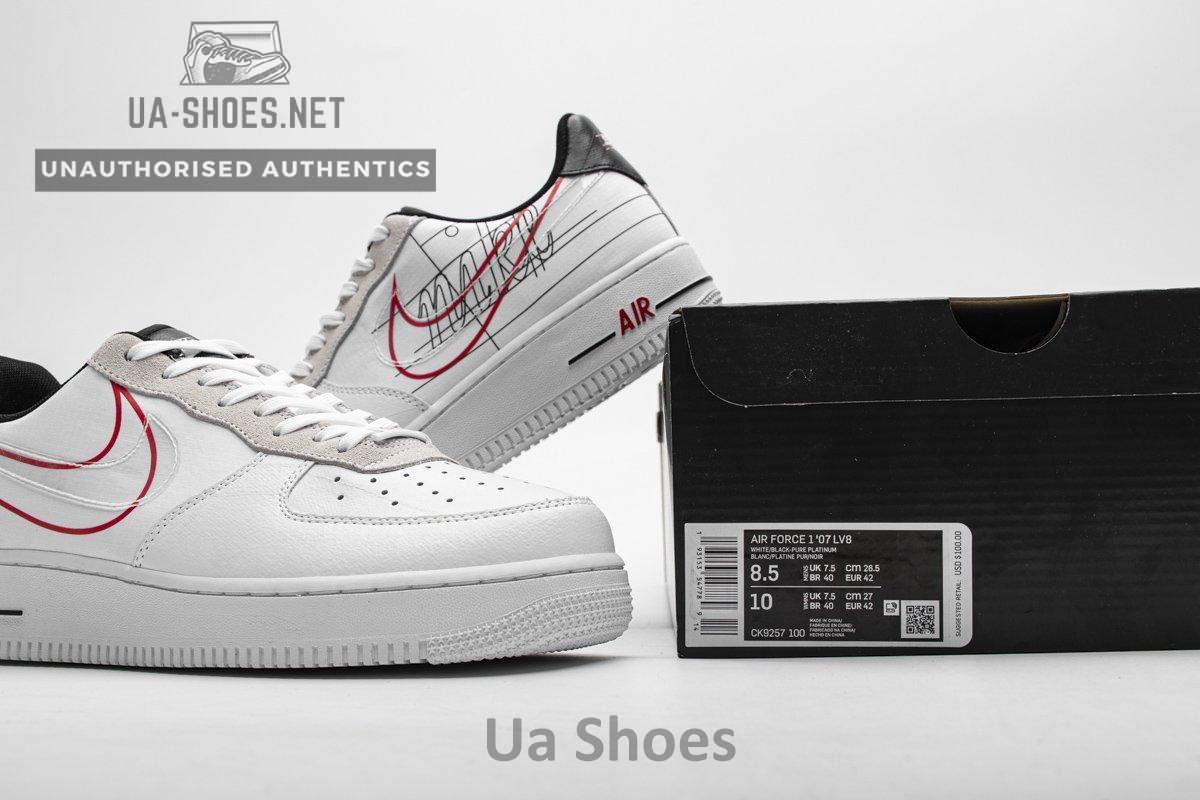 CK9257-100 Nike Air Force 1 '07 LV8 White Black Pure Platinum - Image 5