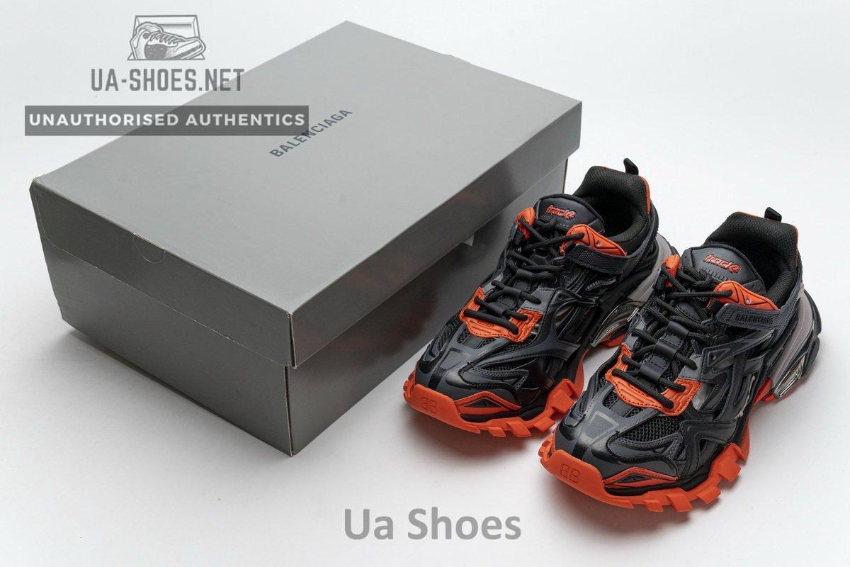 570391 W2GN1 2002 Blenciaga Track 2 Sneaker Dark Grey Orange - Image 3