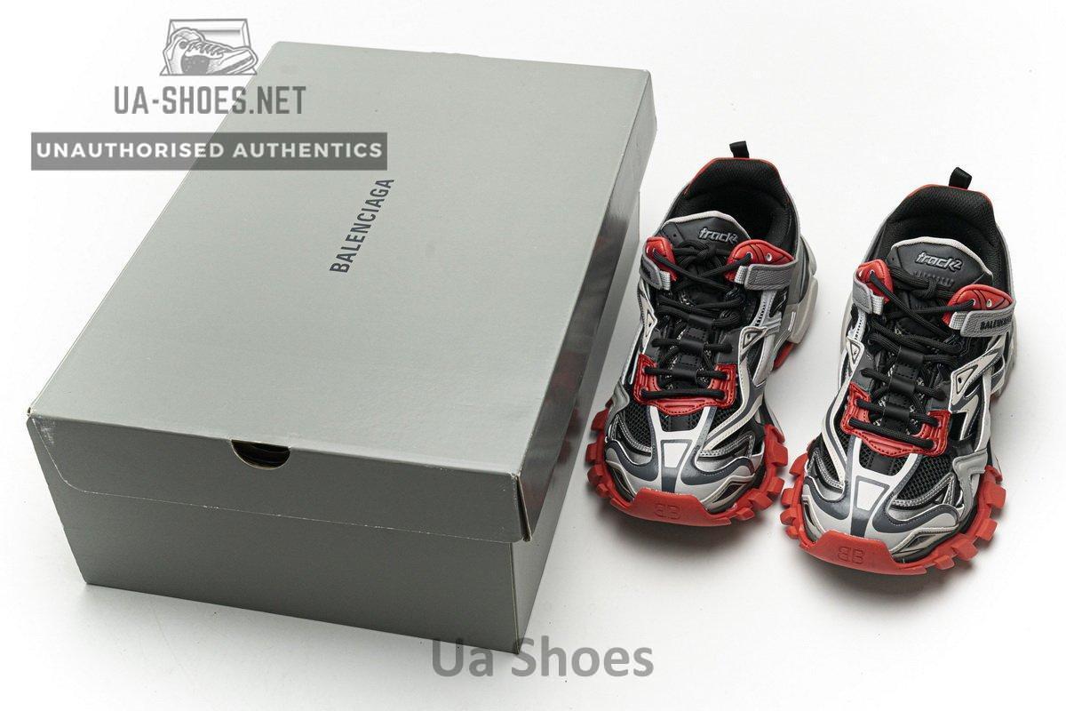 570391 W2GN3 1003 Blenciaga Track 2 Sneaker Grey Red - Image 3