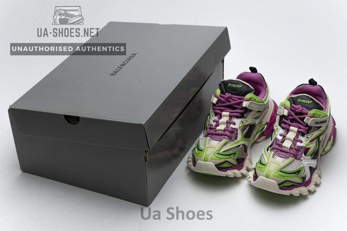 568615 W2GN3 9199 Blenciaga Track 2 Sneaker White Green Pink - Image 3