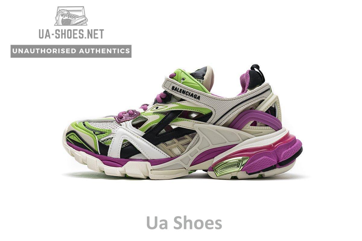568615 W2GN3 9199 Blenciaga Track 2 Sneaker White Green Pink