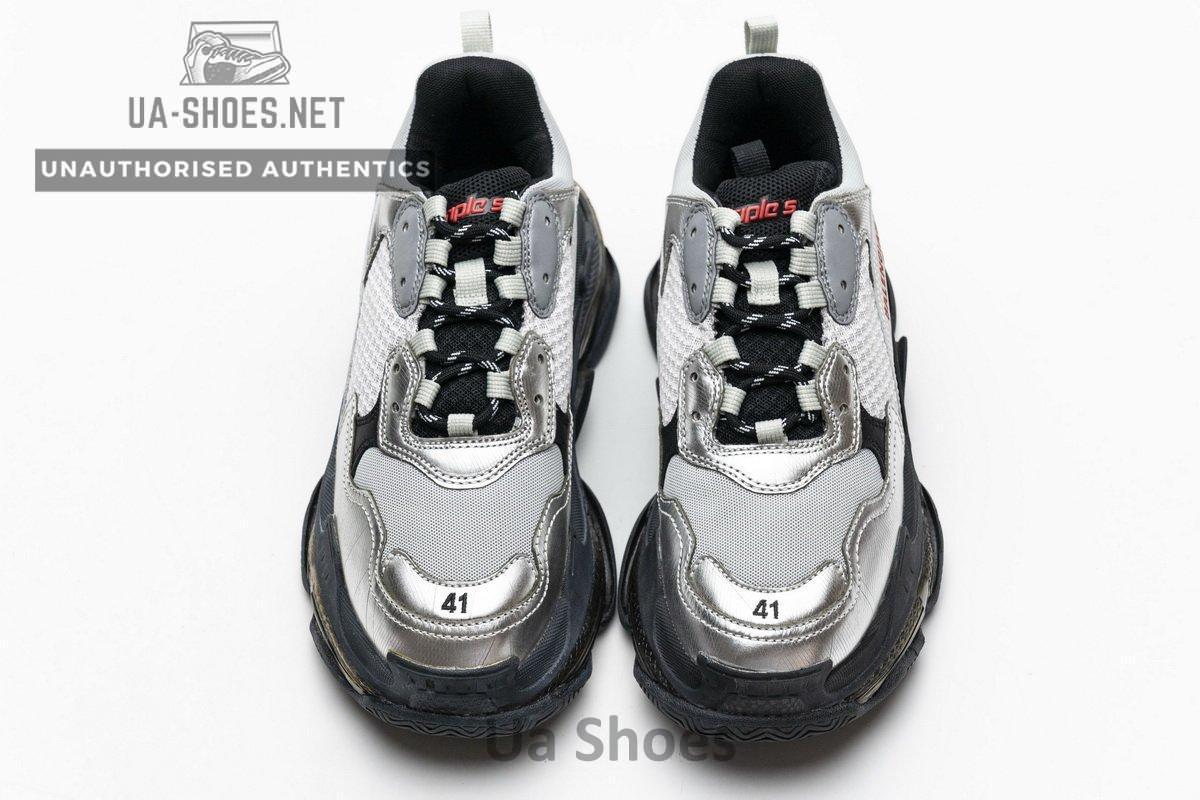 541624 W09E1 7320 Balenciaga Triple S Black Silver2 - Image 4
