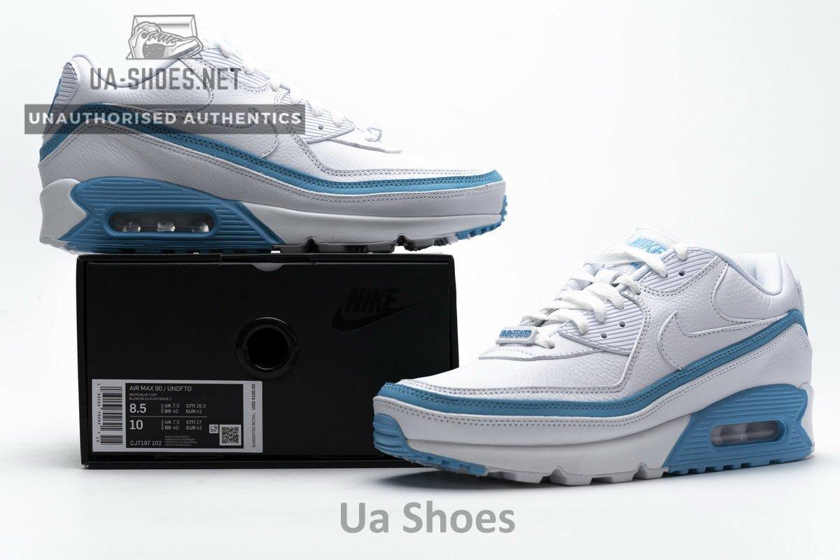 CJ7197-102 Undefeated x Nike Air Max 90 White Blue - Image 2