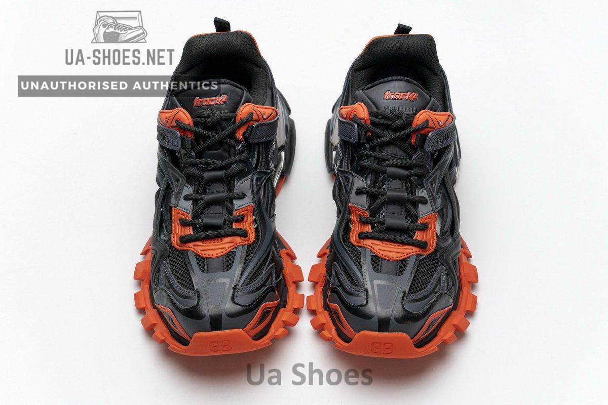 570391 W2GN1 2002 Blenciaga Track 2 Sneaker Dark Grey Orange - Image 4