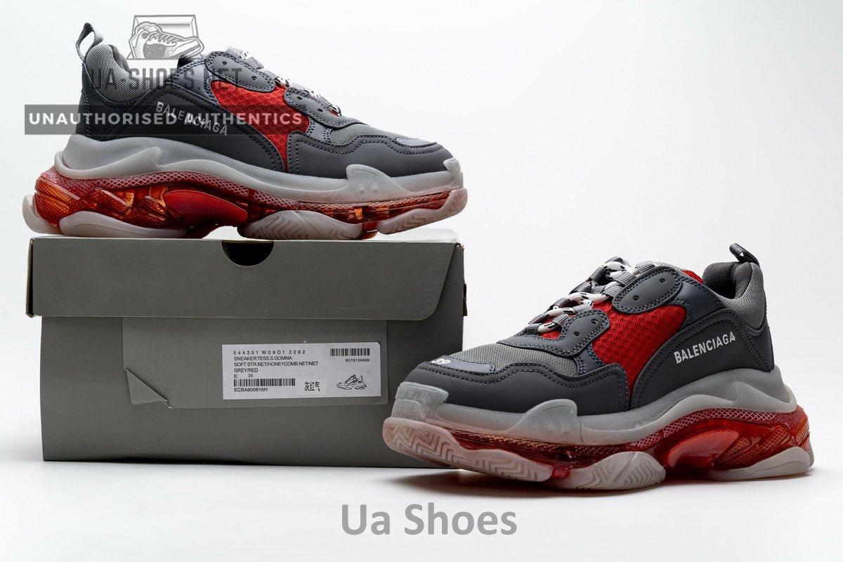 544351 W09O1 2262 Balenciaga Triple S Grey Red - Image 5
