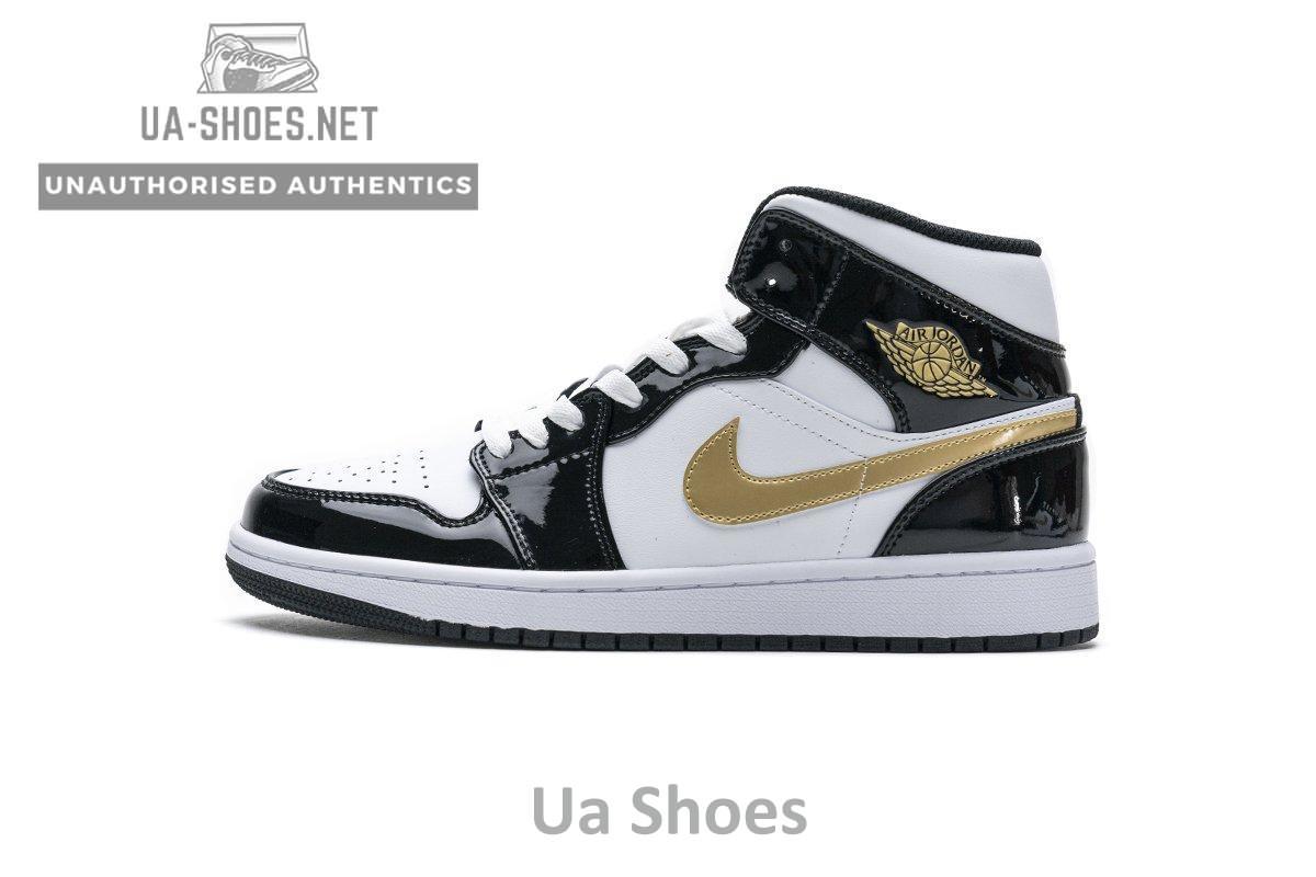 852542-007 Air Jordan 1 Mid Gold Patent Leather