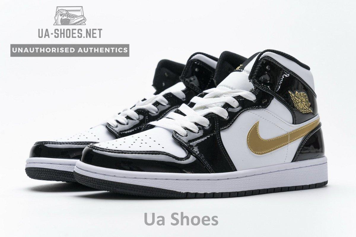 852542-007 Air Jordan 1 Mid Gold Patent Leather - Image 6