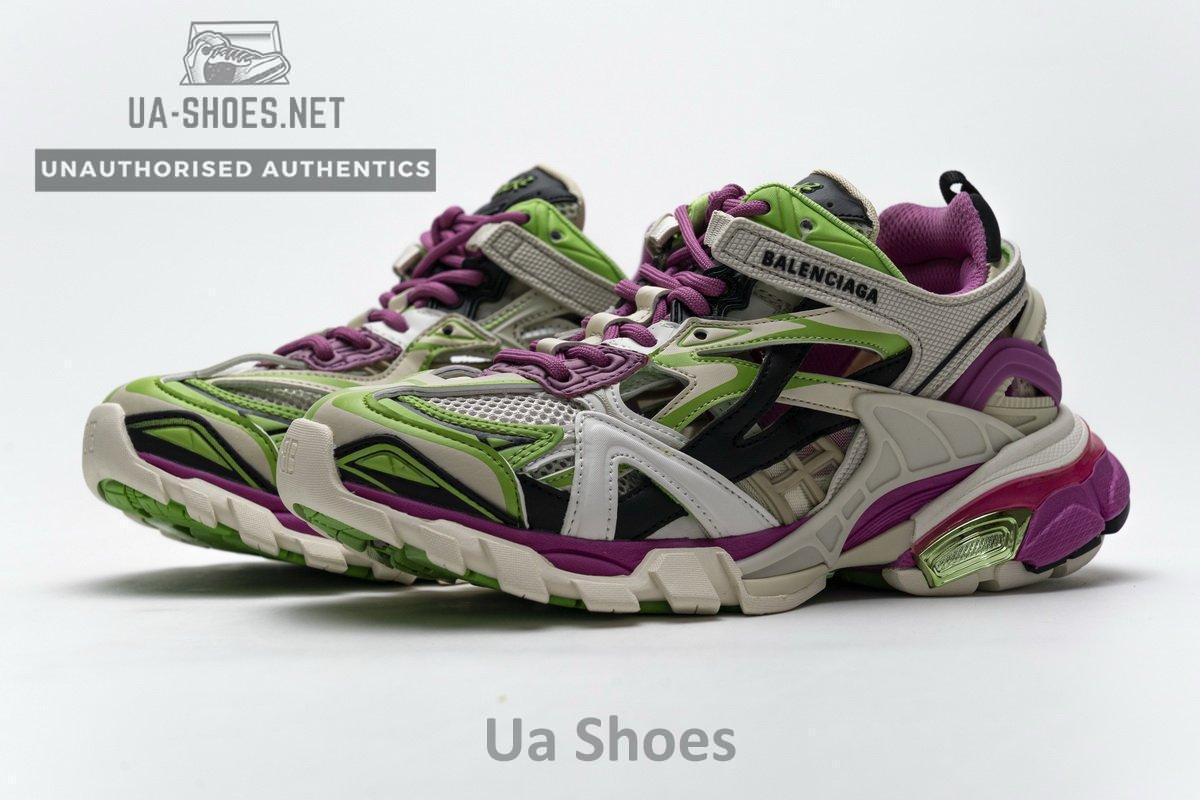 568615 W2GN3 9199 Blenciaga Track 2 Sneaker White Green Pink - Image 6