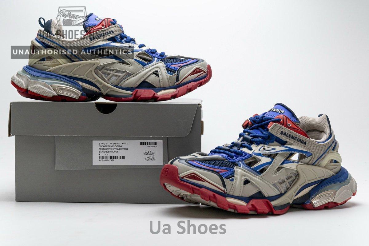 570391 W2GN2 8570 Blenciaga Track 2 Sneaker Beige Blue - Image 2