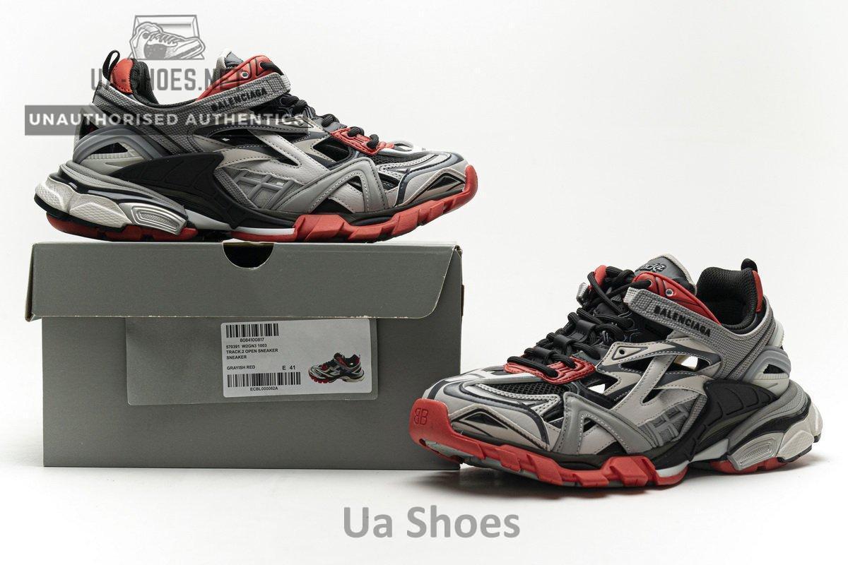 570391 W2GN3 1003 Blenciaga Track 2 Sneaker Grey Red - Image 2