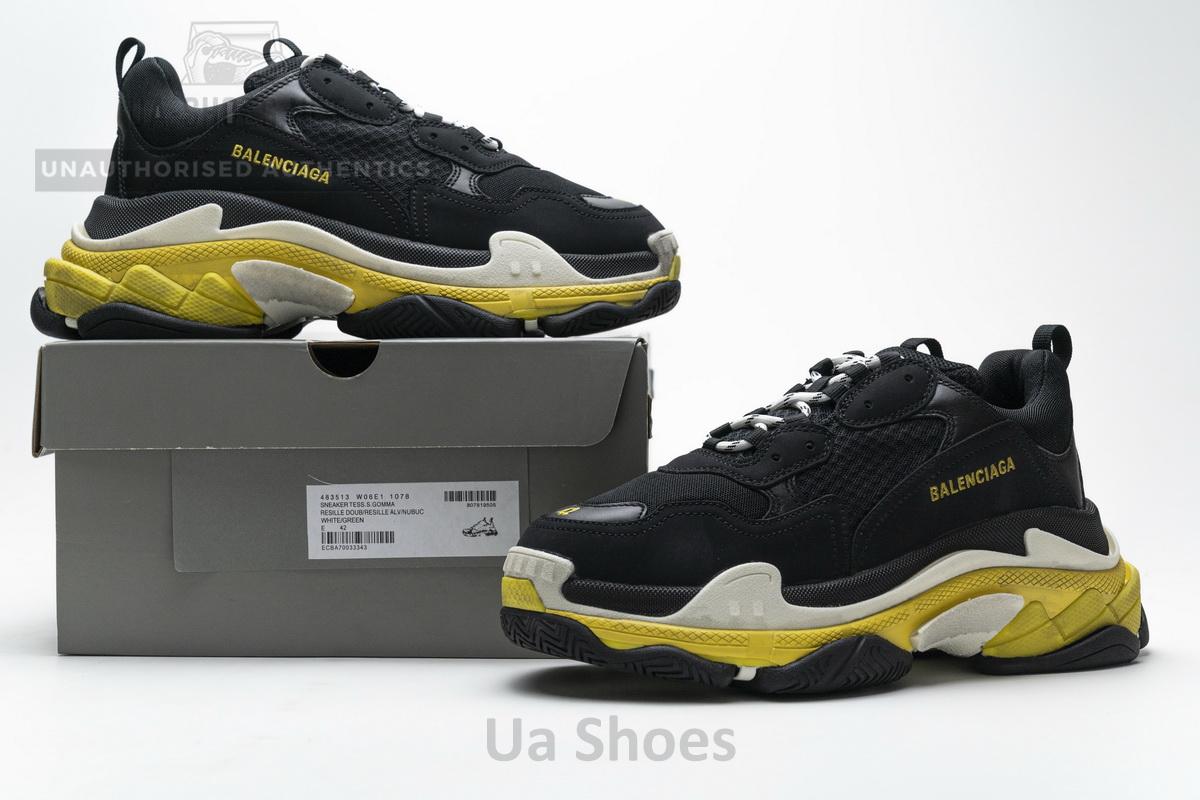 483513 W06E1 1078 Balenciaga Triple S Black Yellow - Image 5