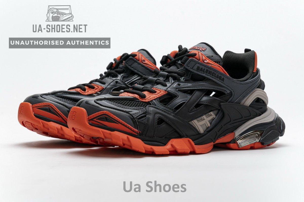 570391 W2GN1 2002 Blenciaga Track 2 Sneaker Dark Grey Orange - Image 6