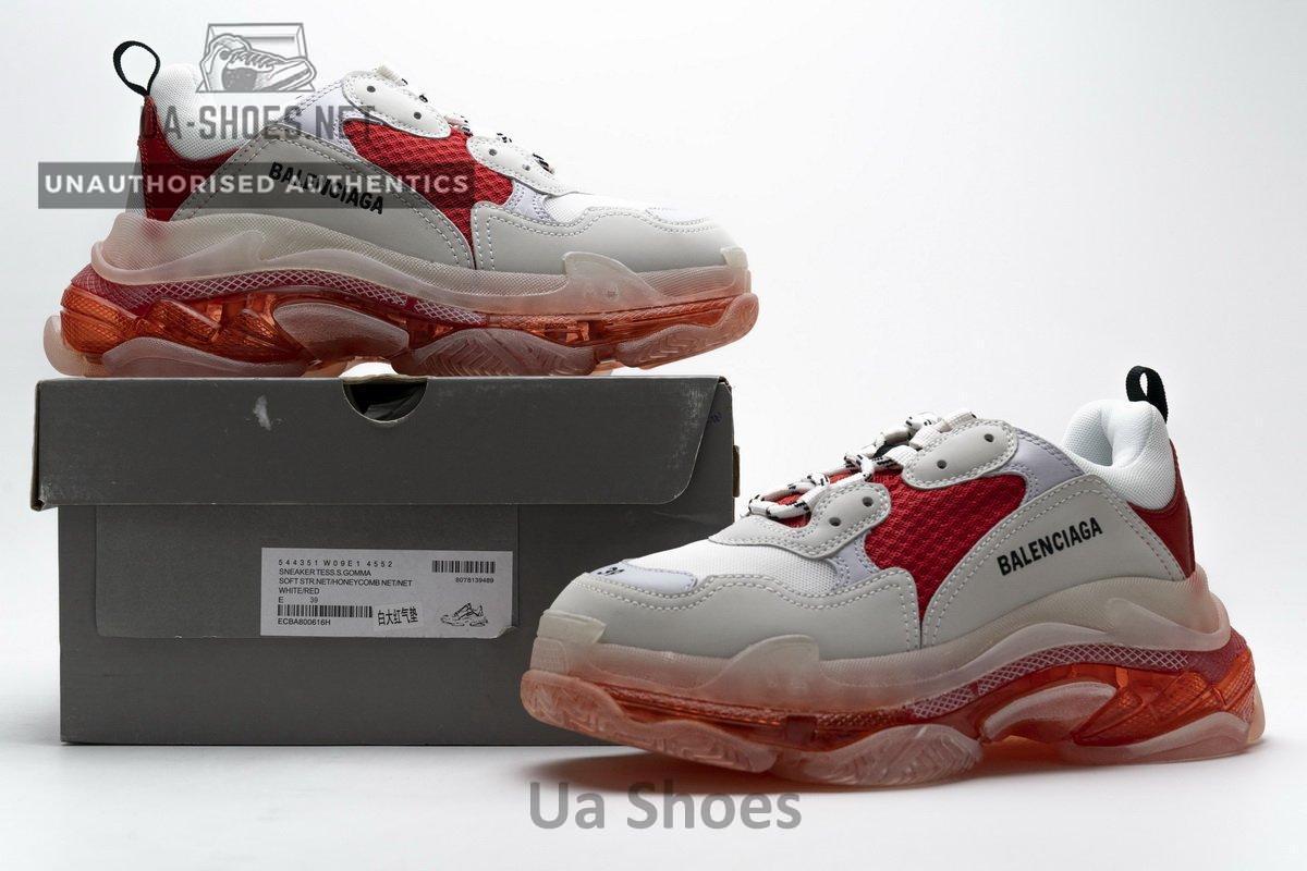 544351 W09E1 4552 Balenciaga Triple S White Red - Image 3