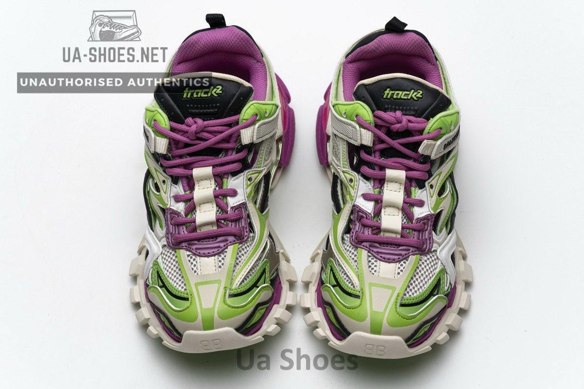 568615 W2GN3 9199 Blenciaga Track 2 Sneaker White Green Pink - Image 4