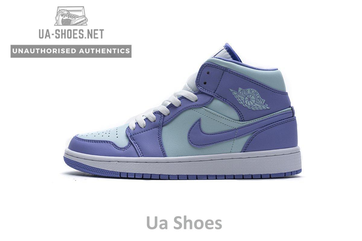 554725-500 Air Jordan 1 Mid Purple Aqua Blue