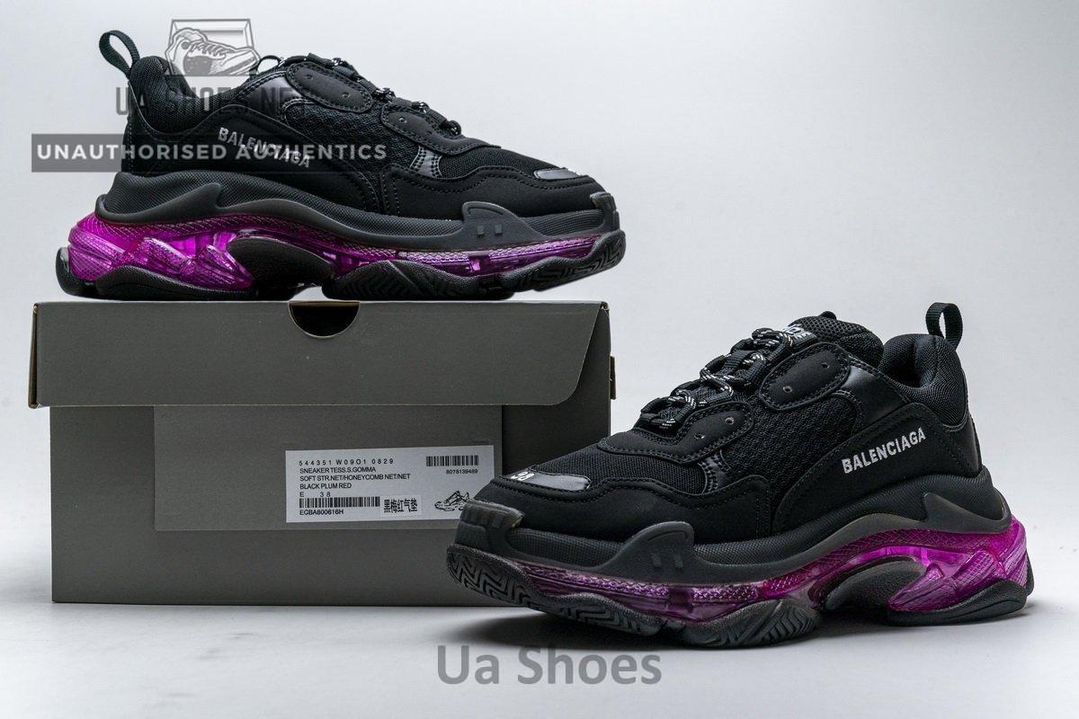 544351 W09O1 0829 Balenciaga Triple S Black Plum Red - Image 2