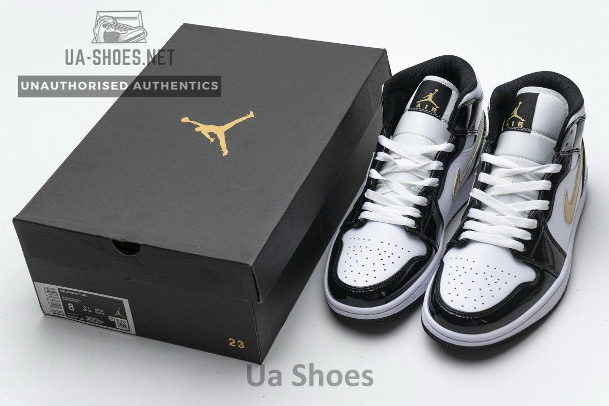 852542-007 Air Jordan 1 Mid Gold Patent Leather - Image 3