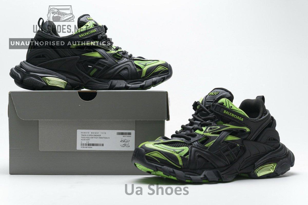 568615 W2GN1 1012 Blenciaga Track 2 Sneaker Black Green - Image 2