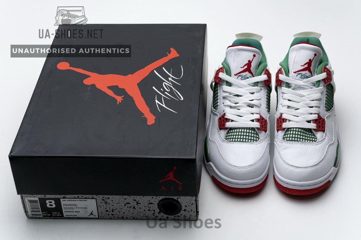 AQ3816-063 Air Jordan 4 Retro White Green Red - Image 3