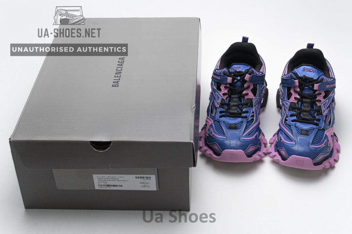 570391 W2GN3 4050 Blenciaga Track 2 Sneaker Blue Pink - Image 3