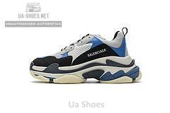 541624 W06E2 7080 Balenciaga Triple S Black Grey Blue