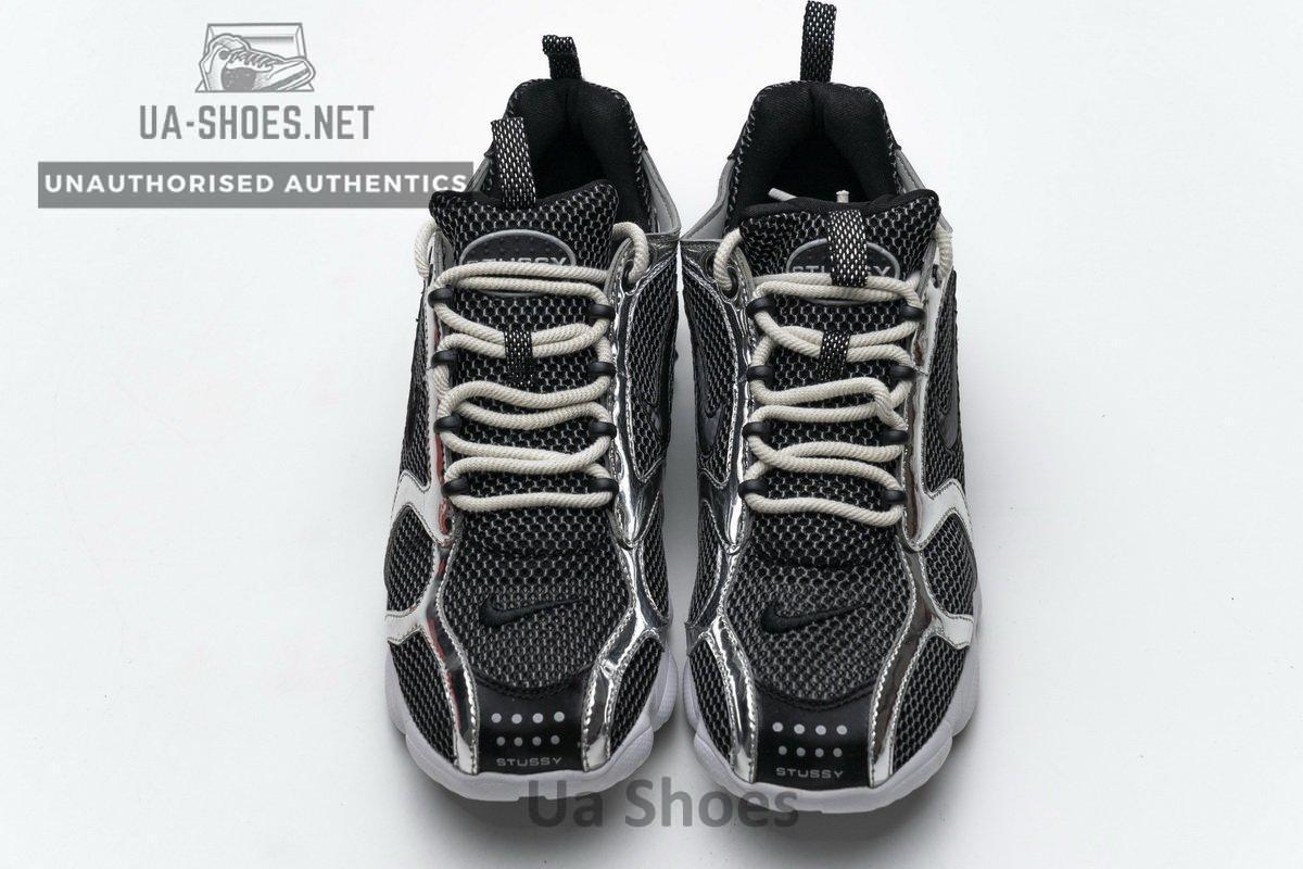 CU1854-001 Stussy x Nike Air Zoom Spiridon Cage 2 Black Silver - Image 7