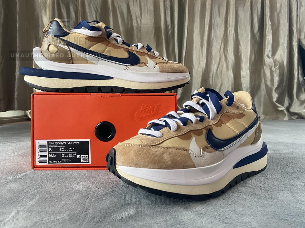 Sacai x Nike VaporWaffle Sesame and Blue Void - Image 2