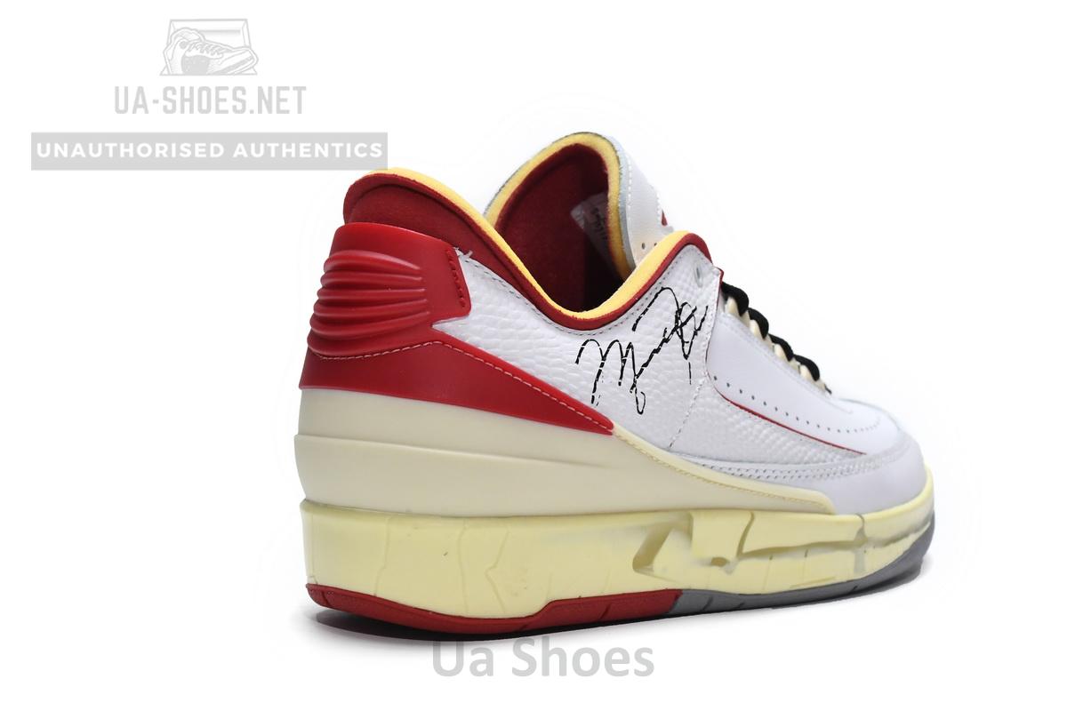 DJ4375-106 Off White x Air Jordan 2 Retro Low SP White and Varsity Red - Image 7