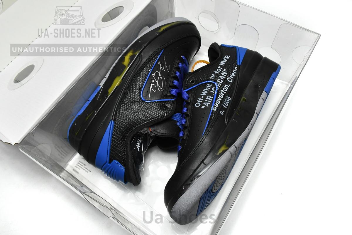 DJ4375-004 Off White x Air Jordan 2 Retro Low SP Black and Varsity Royal - Image 3