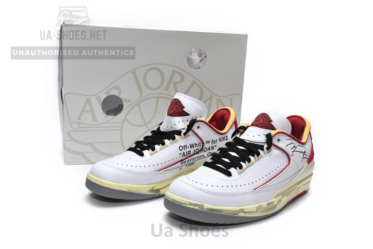 DJ4375-106 Off White x Air Jordan 2 Retro Low SP White and Varsity Red - Image 2
