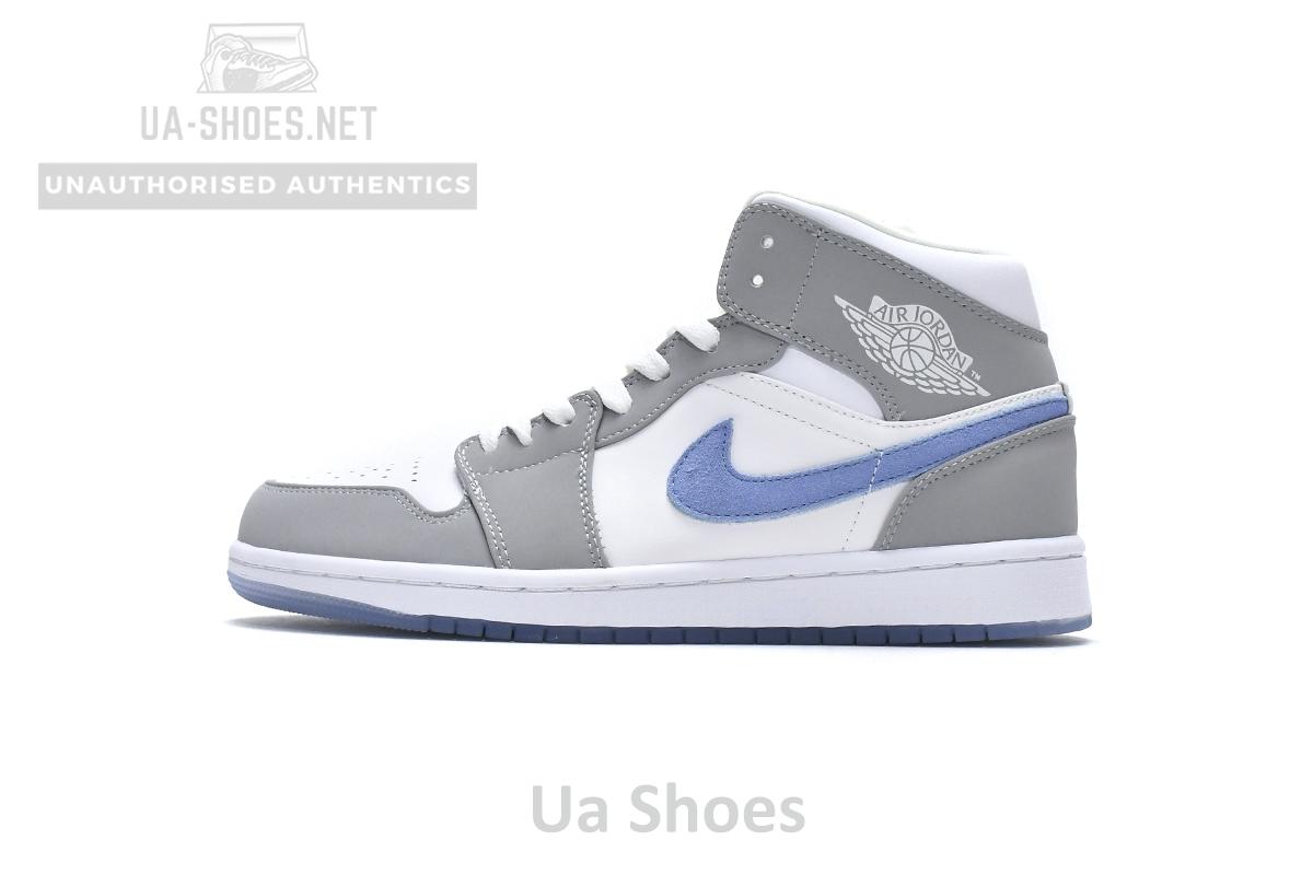 BQ6472-105 Air Jordan 1 Mid Wolf Grey Aluminum
