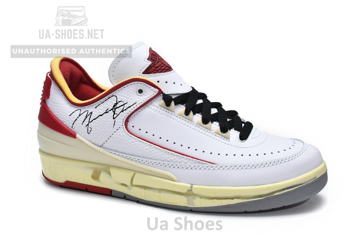 DJ4375-106 Off White x Air Jordan 2 Retro Low SP White and Varsity Red - Image 4
