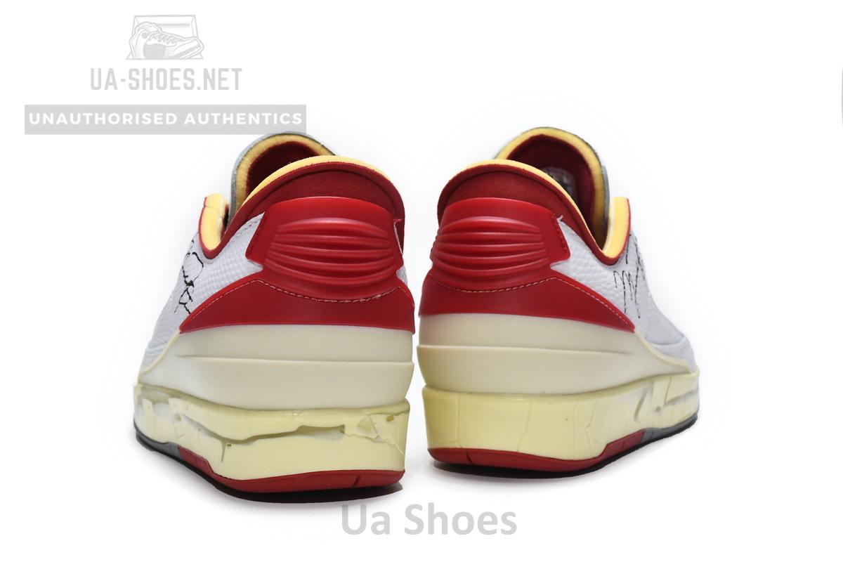 DJ4375-106 Off White x Air Jordan 2 Retro Low SP White and Varsity Red - Image 8