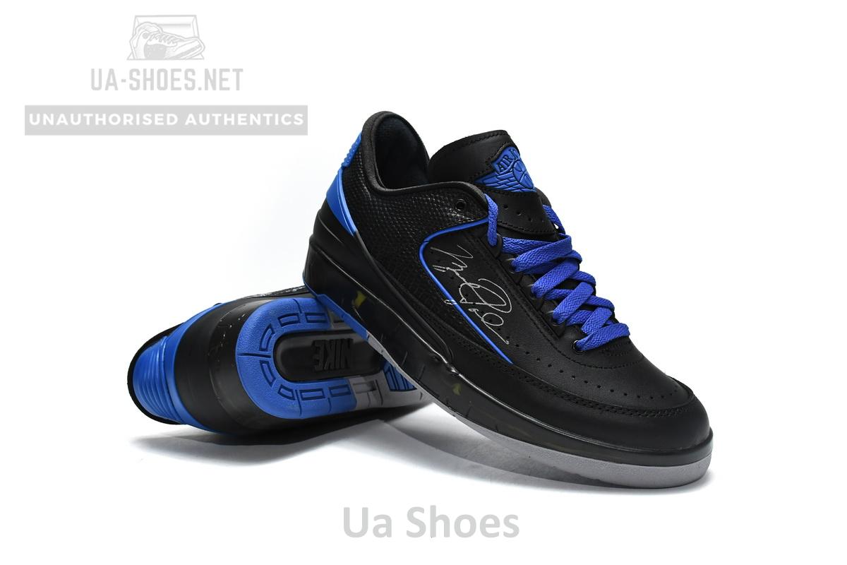 DJ4375-004 Off White x Air Jordan 2 Retro Low SP Black and Varsity Royal - Image 4