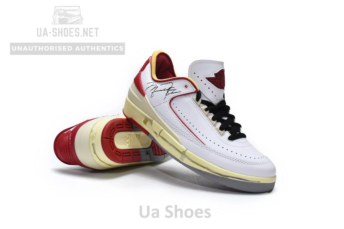 DJ4375-106 Off White x Air Jordan 2 Retro Low SP White and Varsity Red - Image 3